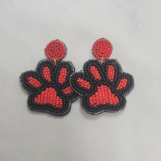 Paw Print Seed Bead Earrings