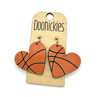 Basketball Heart Acrylic Earrings