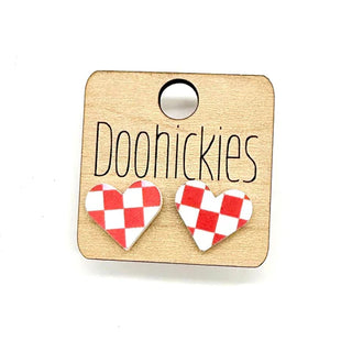 Checkered Heart Studs