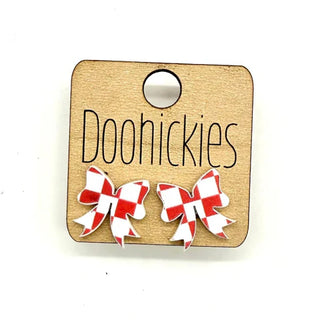 Checkered Bow Acrylic Studs