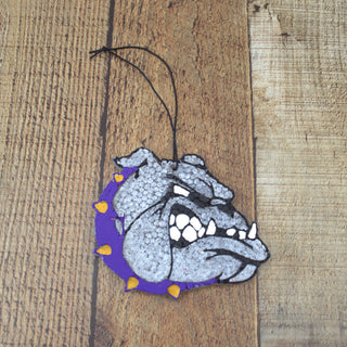 Bulldog Face Purple & Gold Car Scent