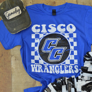 Cisco College Wranglers - Checkered T-Shirt