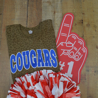 Cooper Cougars - Script with Animal Print T-Shirt