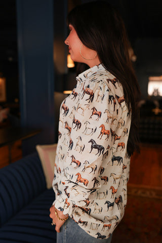 Caroline Horse Long-Sleeve Top