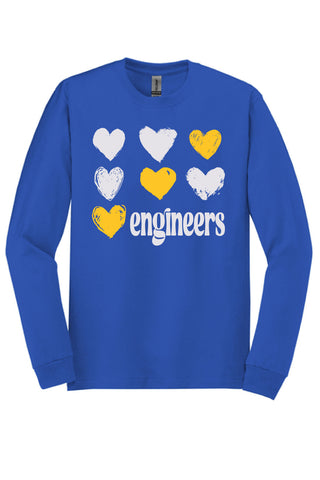 Purcell Engineers - Foil Hearts Long Sleeve T-Shirt