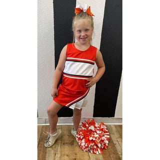Orange, Black & White Metallic Cheerleading Outfit