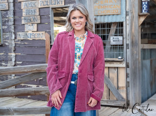 Azalea Burgundy Corduroy Blazer