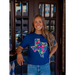 Texas Stitched Flower - Texas Tee - Lil Cattilac