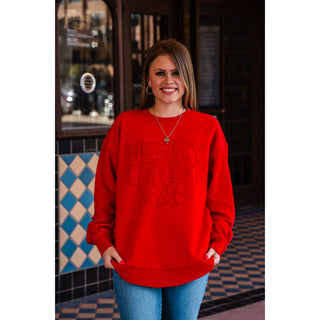 Merry Christmas Appliqued Poncho Sweatshirt - Singles