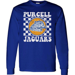 Purcell Jaguars - Checkered Long Sleeve T-Shirt