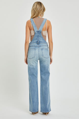 Ankle Wide Leg-Distressed Overalls