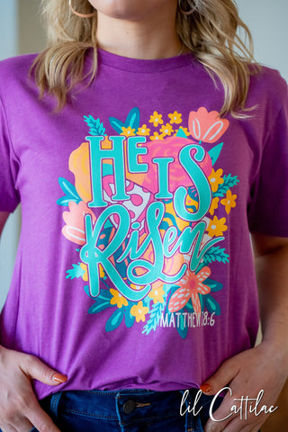 He Is Risen Floral - Easter Tee