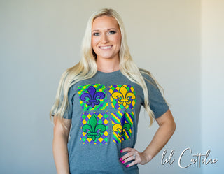 Fleur De Lis Puff - Mardi Gras Tee