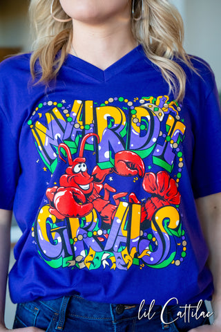 Mardi Gras Crawfish V-Neck Tee