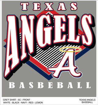 Texas Angels Stripe on Dark Grey Heather Gildan - Abilene Baseball