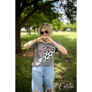 Soccer Heart with Bow Tee