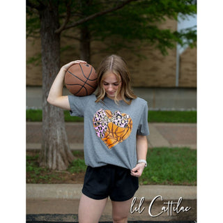 Basketball Heart with Bow Tee