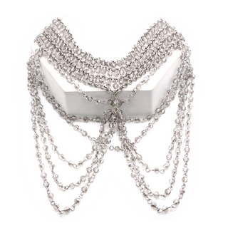8020 CLEAR SILVER Clear Silver Multi-Layered Fashion Necklace
