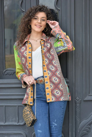 Reversible Embroidered Leopard Print Utility Jacket