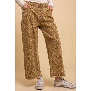 Leopard Frayed Pants