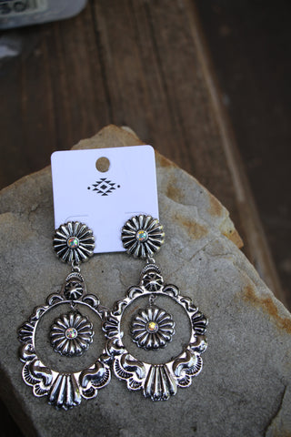 1822 T107 DOUBLE CONCHO W/ AB CRYSTAL Earrings