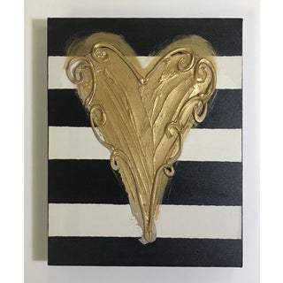 Horizontal Stripe with Heart Canvas Art 11x14